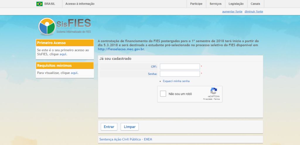 Portal Oficial do FIES