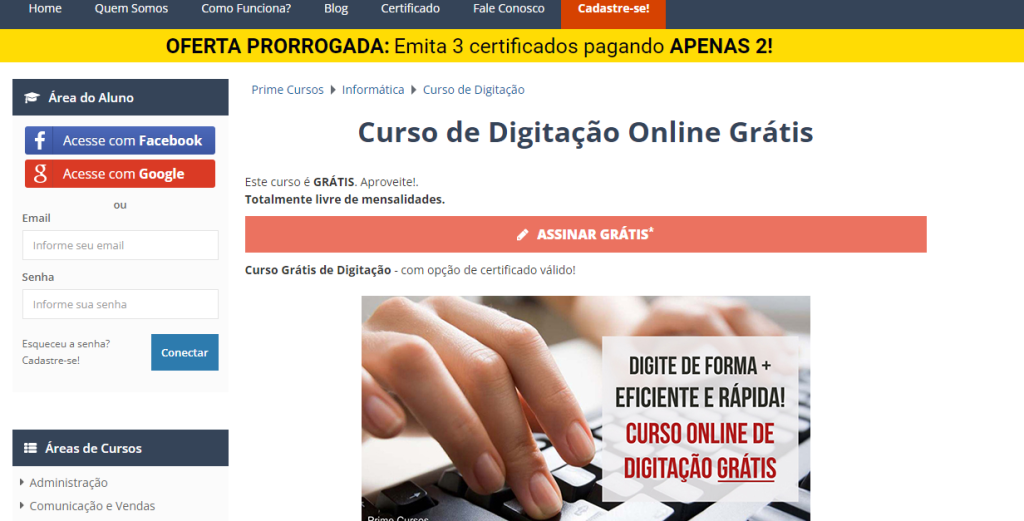 Mundo da Digitação - Curso de digitação grátis